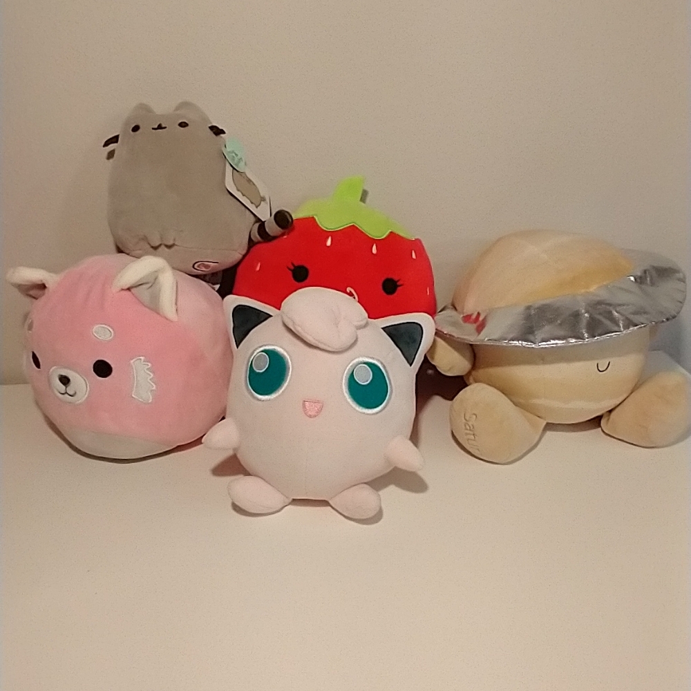 SATURN, Flipamallows,Strawberry, Pokemon,GUND Pusheen squishmallows Set Of 5